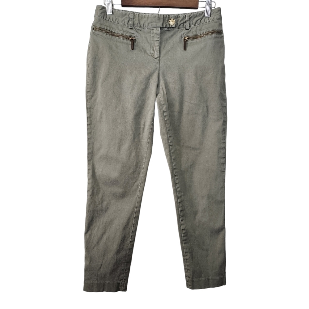 Michael Kors Olive Green Front Zipper Pockets Tapered Women's Pants Size 4